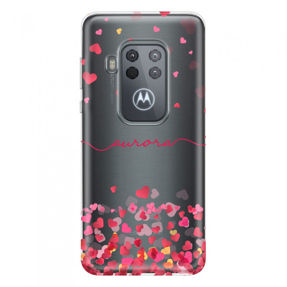 MOTOROLA by LENOVO - Moto One Zoom - Soft Clear Case - Scattered Hearts