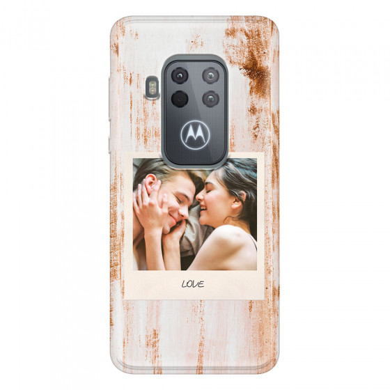 MOTOROLA by LENOVO - Moto One Zoom - Soft Clear Case - Wooden Polaroid