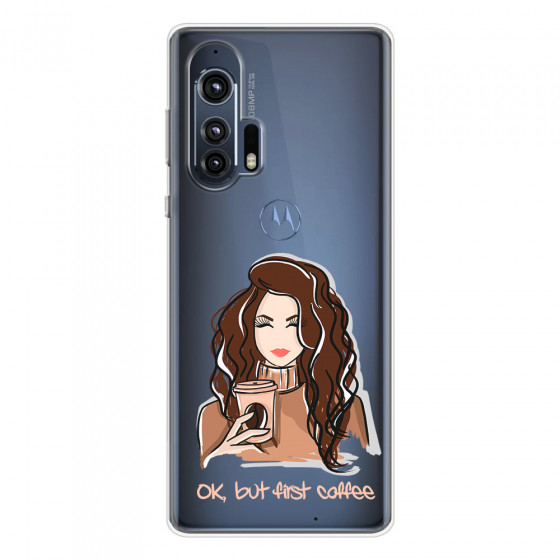 MOTOROLA by LENOVO - Moto Edge Plus - Soft Clear Case - But First Coffee Light