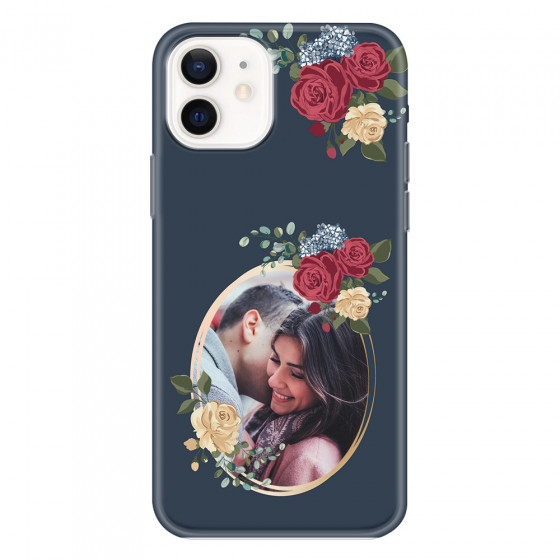 APPLE - iPhone 12 - Soft Clear Case - Blue Floral Mirror Photo