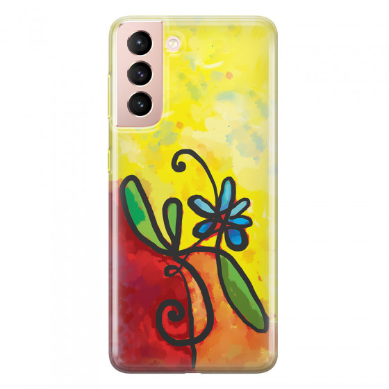 SAMSUNG - Galaxy S21 - Soft Clear Case - Flower in Picasso Style