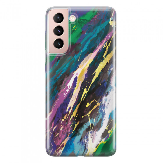 SAMSUNG - Galaxy S21 - Soft Clear Case - Marble Emerald Pearl