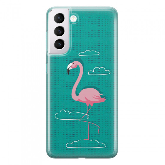 SAMSUNG - Galaxy S21 Plus - Soft Clear Case - Cartoon Flamingo