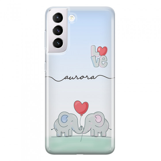 SAMSUNG - Galaxy S21 Plus - Soft Clear Case - Elephants in Love