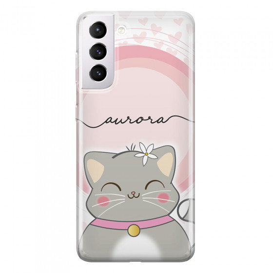 SAMSUNG - Galaxy S21 Plus - Soft Clear Case - Kitten Handwritten