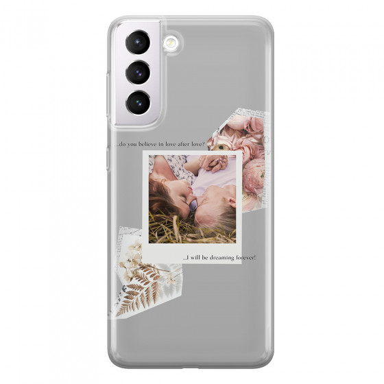 SAMSUNG - Galaxy S21 Plus - Soft Clear Case - Vintage Grey Collage Phone Case