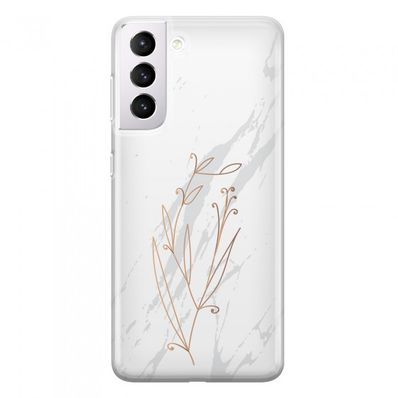 SAMSUNG - Galaxy S21 Plus - Soft Clear Case - White Marble Flowers