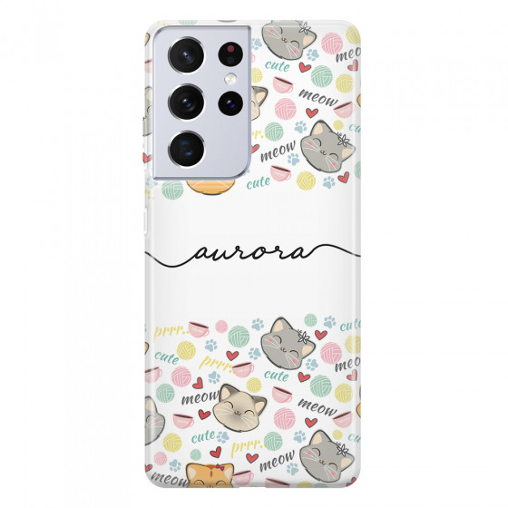 SAMSUNG - Galaxy S21 Ultra - Soft Clear Case - Cute Kitten Pattern
