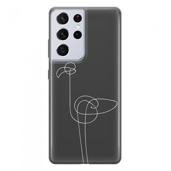 SAMSUNG - Galaxy S21 Ultra - Soft Clear Case - Flamingo Drawing