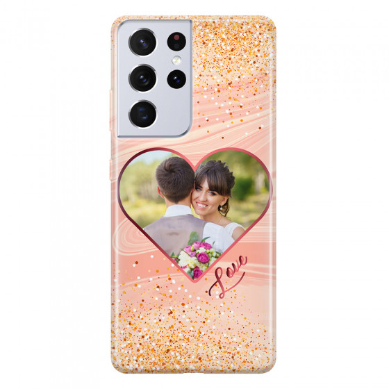 SAMSUNG - Galaxy S21 Ultra - Soft Clear Case - Glitter Love Heart Photo