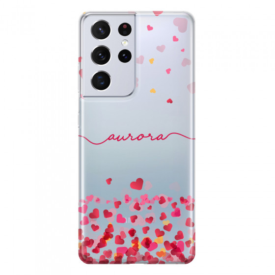SAMSUNG - Galaxy S21 Ultra - Soft Clear Case - Scattered Hearts
