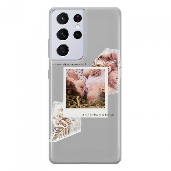 SAMSUNG - Galaxy S21 Ultra - Soft Clear Case - Vintage Grey Collage Phone Case