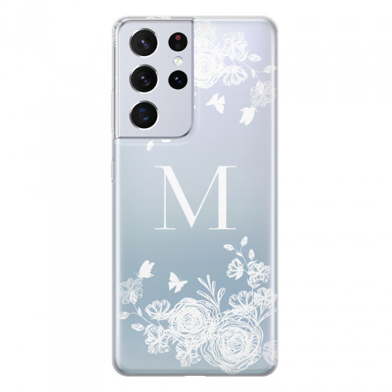 SAMSUNG - Galaxy S21 Ultra - Soft Clear Case - White Lace Monogram