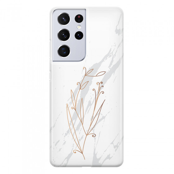 SAMSUNG - Galaxy S21 Ultra - Soft Clear Case - White Marble Flowers