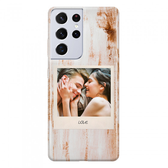 SAMSUNG - Galaxy S21 Ultra - Soft Clear Case - Wooden Polaroid