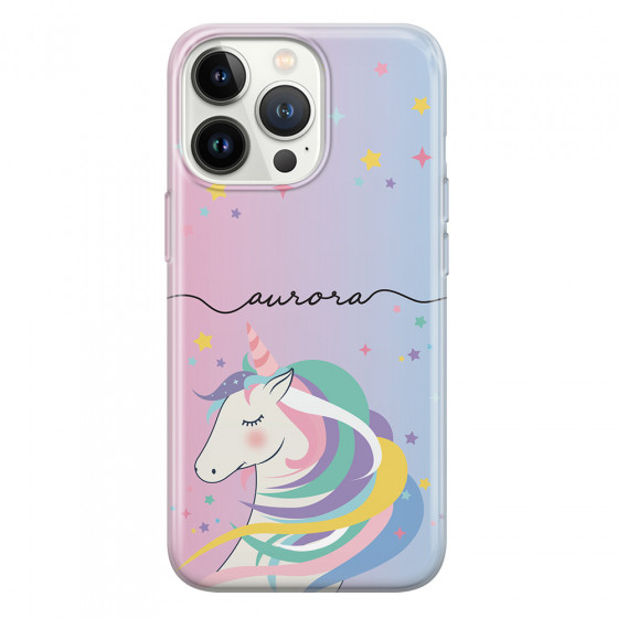 APPLE - iPhone 13 Pro Max - Soft Clear Case - Pink Unicorn Handwritten