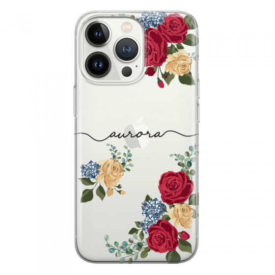 APPLE - iPhone 13 Pro Max - Soft Clear Case - Red Floral Handwritten