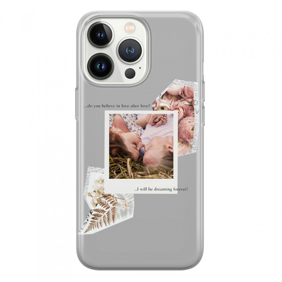APPLE - iPhone 13 Pro Max - Soft Clear Case - Vintage Grey Collage Phone Case