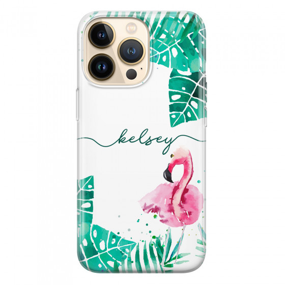 APPLE - iPhone 13 Pro - Soft Clear Case - Flamingo Watercolor