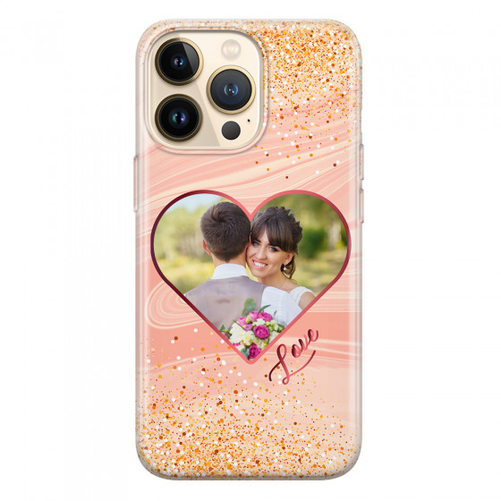 APPLE - iPhone 13 Pro - Soft Clear Case - Glitter Love Heart Photo