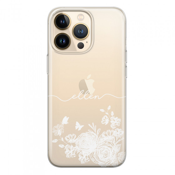 APPLE - iPhone 13 Pro - Soft Clear Case - Handwritten White Lace