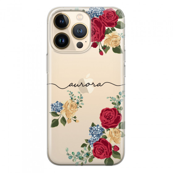 APPLE - iPhone 13 Pro - Soft Clear Case - Red Floral Handwritten