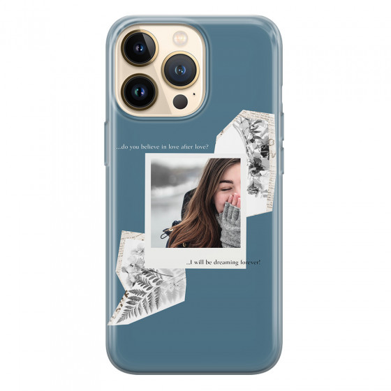 APPLE - iPhone 13 Pro - Soft Clear Case - Vintage Blue Collage Phone Case