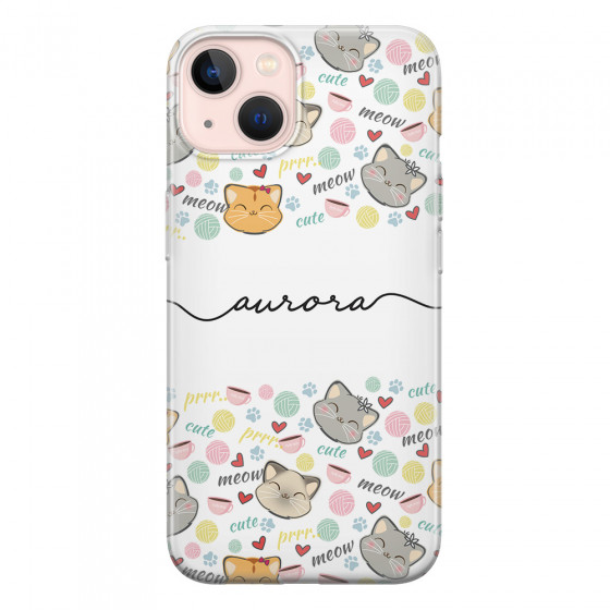 APPLE - iPhone 13 Mini - Soft Clear Case - Cute Kitten Pattern