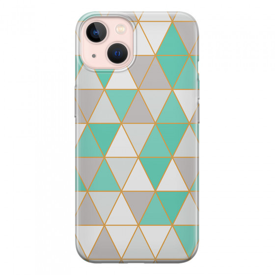 APPLE - iPhone 13 Mini - Soft Clear Case - Green Triangle Pattern