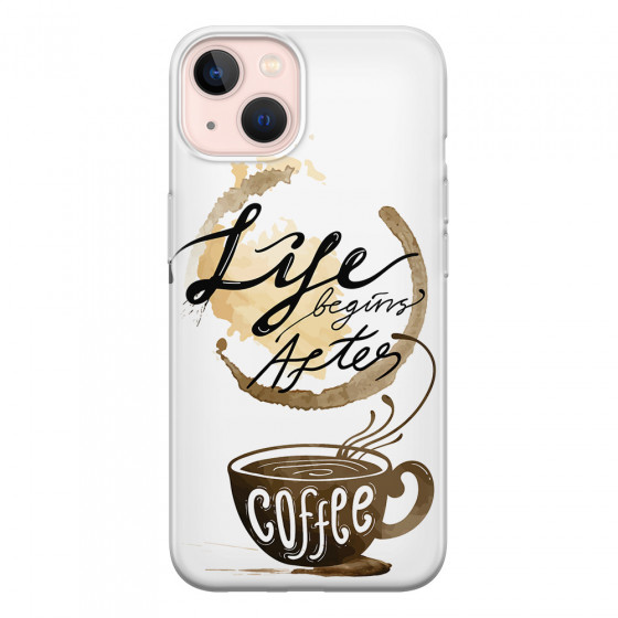 APPLE - iPhone 13 Mini - Soft Clear Case - Life begins after coffee