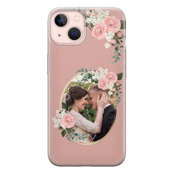 APPLE - iPhone 13 Mini - Soft Clear Case - Pink Floral Mirror Photo