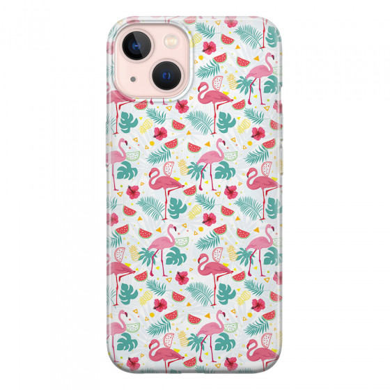 APPLE - iPhone 13 Mini - Soft Clear Case - Tropical Flamingo II