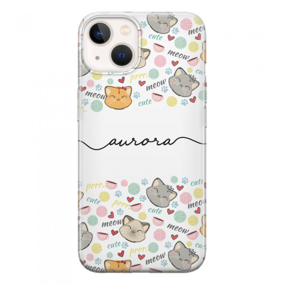 APPLE - iPhone 13 - Soft Clear Case - Cute Kitten Pattern