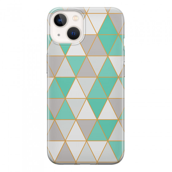 APPLE - iPhone 13 - Soft Clear Case - Green Triangle Pattern