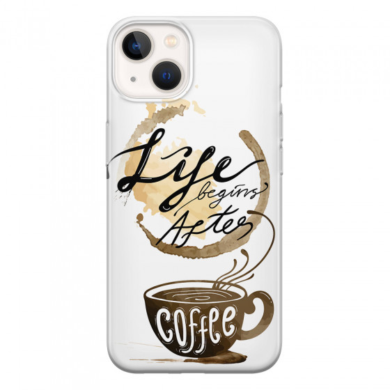 APPLE - iPhone 13 - Soft Clear Case - Life begins after coffee