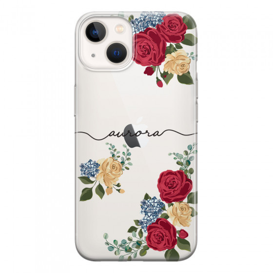 APPLE - iPhone 13 - Soft Clear Case - Red Floral Handwritten