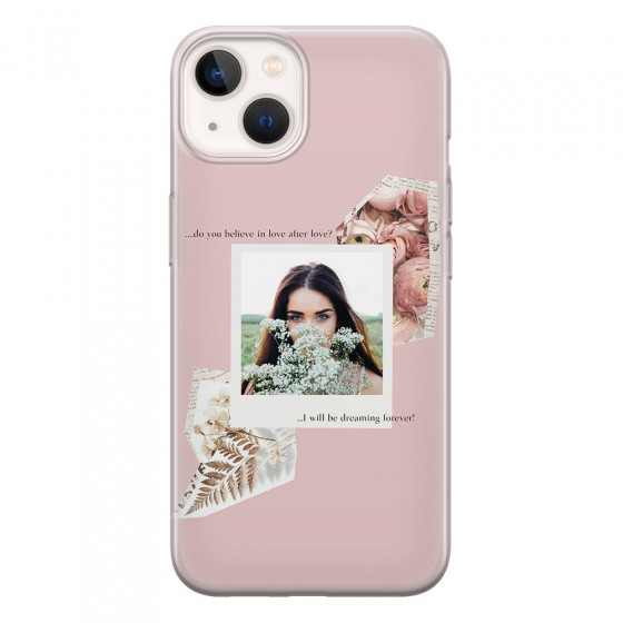 APPLE - iPhone 13 - Soft Clear Case - Vintage Pink Collage Phone Case