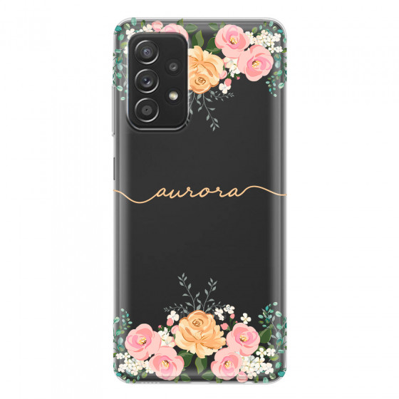 SAMSUNG - Galaxy A52 / A52s - Soft Clear Case - Gold Floral Handwritten