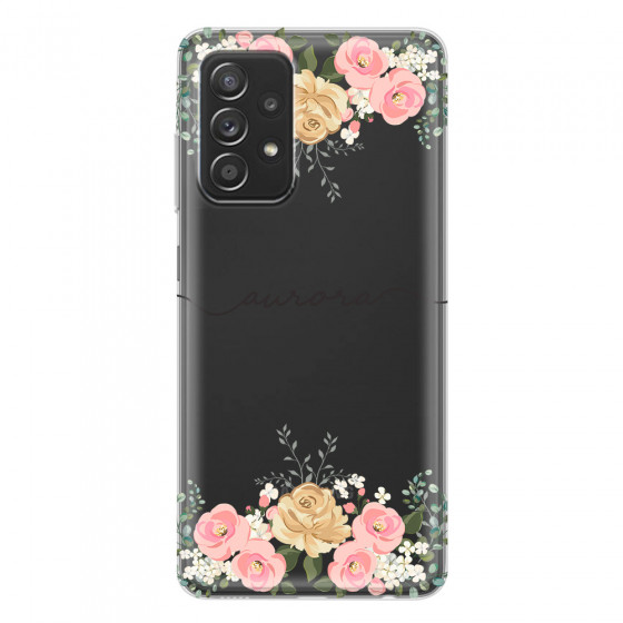 SAMSUNG - Galaxy A52 / A52s - Soft Clear Case - Gold Floral Handwritten Dark
