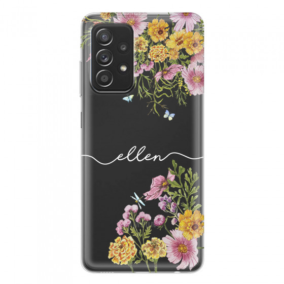 SAMSUNG - Galaxy A52 / A52s - Soft Clear Case - Meadow Garden with Monogram White
