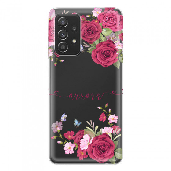 SAMSUNG - Galaxy A52 / A52s - Soft Clear Case - Rose Garden with Monogram Red