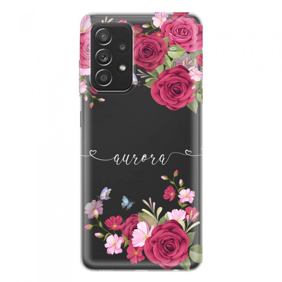 SAMSUNG - Galaxy A52 / A52s - Soft Clear Case - Rose Garden with Monogram White