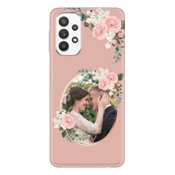 SAMSUNG - Galaxy A32 - Soft Clear Case - Pink Floral Mirror Photo