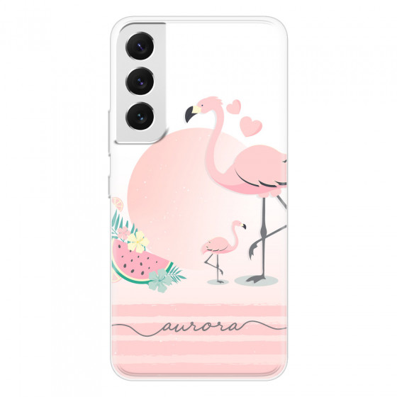 SAMSUNG - Galaxy S22 Plus - Soft Clear Case - Flamingo Vibes Handwritten